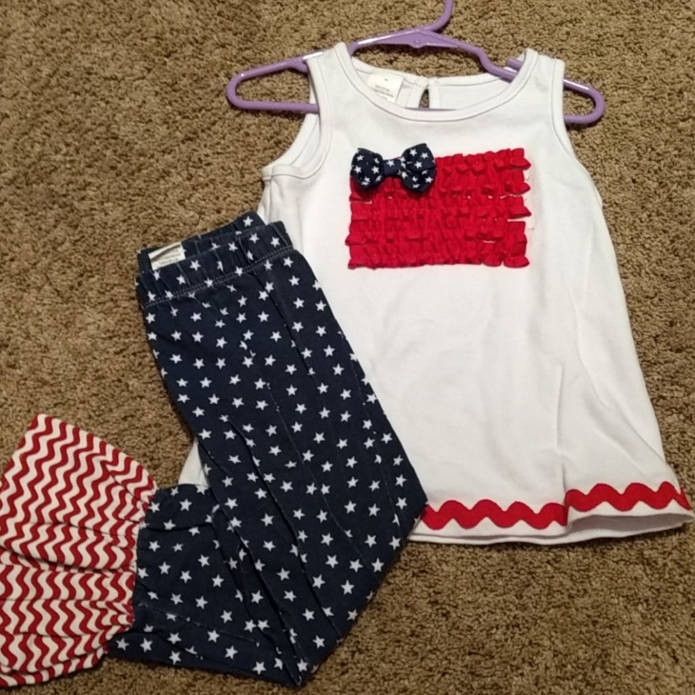 3T Girls American Flag Outfit